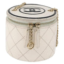 CHANEL Matelasse Chain Shoulder Bag Leather White Gold CC Auth 126060-13