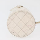 CHANEL Matelasse Chain Shoulder Bag Leather White Gold CC Auth 126060-5
