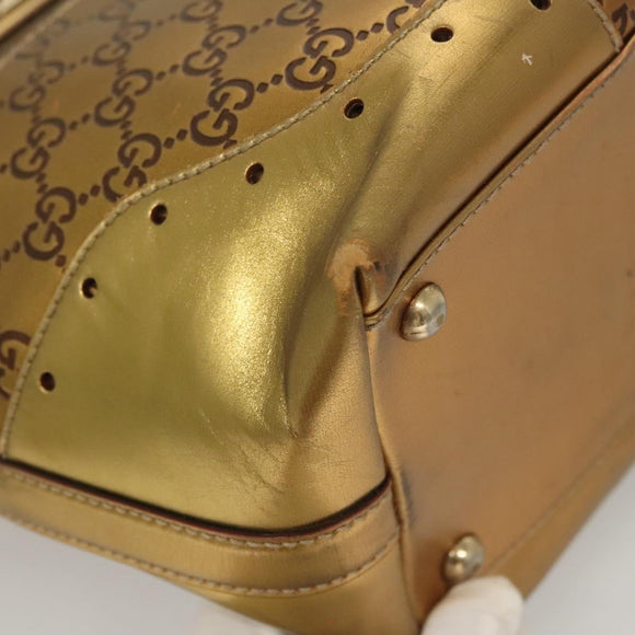 GUCCI GG Canvas Guccissima Hand Bag Leather Gold Tone 145993 Auth 126062