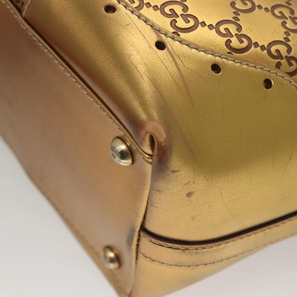 GUCCI GG Canvas Guccissima Hand Bag Leather Gold Tone 145993 Auth 126062