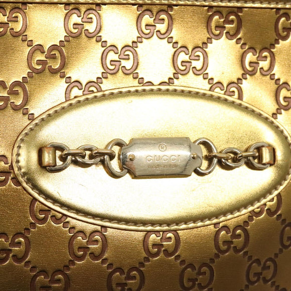 GUCCI GG Canvas Guccissima Hand Bag Leather Gold Tone 145993 Auth 126062