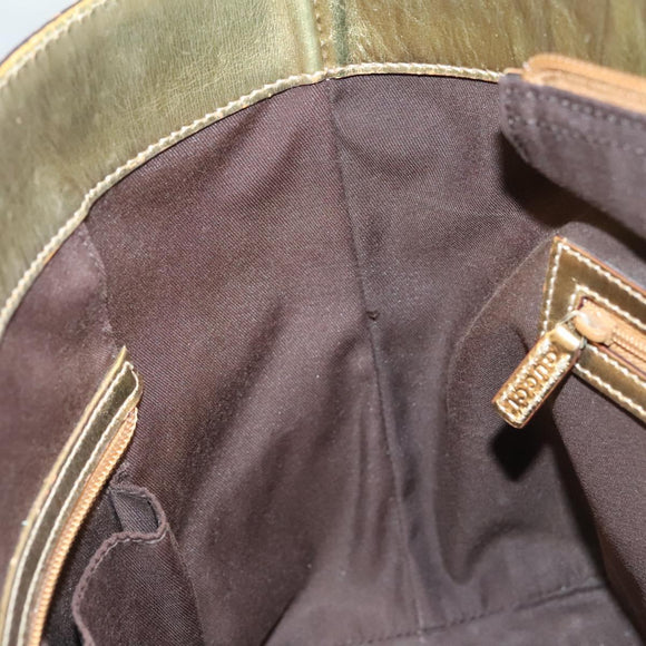 GUCCI GG Canvas Guccissima Hand Bag Leather Gold Tone 145993 Auth 126062