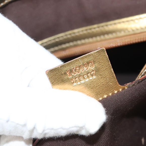 GUCCI GG Canvas Guccissima Hand Bag Leather Gold Tone 145993 Auth 126062