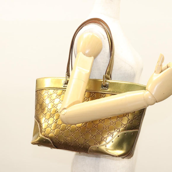 GUCCI GG Canvas Guccissima Hand Bag Leather Gold Tone 145993 Auth 126062
