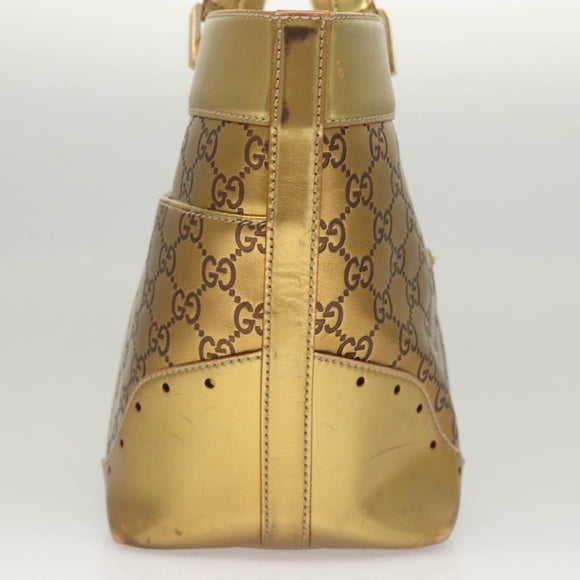 GUCCI GG Canvas Guccissima Hand Bag Leather Gold Tone 145993 Auth 126062