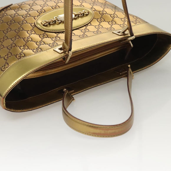 GUCCI GG Canvas Guccissima Hand Bag Leather Gold Tone 145993 Auth 126062