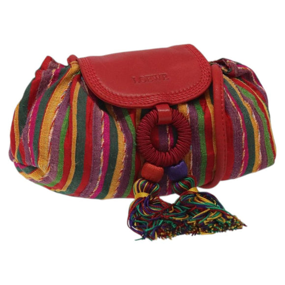 LOEWE Shoulder Bag Cotton Red Auth 126065