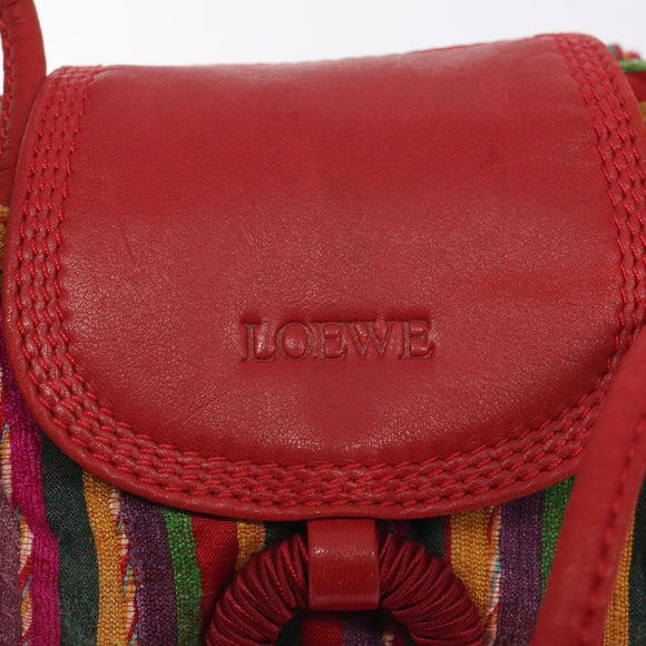 LOEWE Shoulder Bag Cotton Red Auth 126065