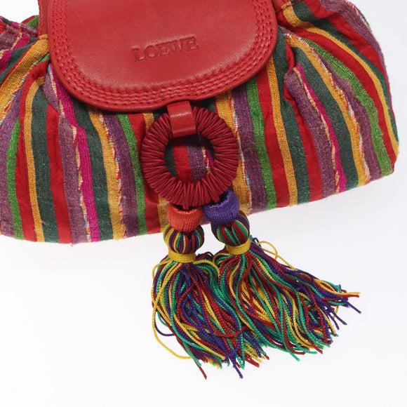 LOEWE Shoulder Bag Cotton Red Auth 126065
