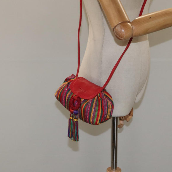 LOEWE Shoulder Bag Cotton Red Auth 126065