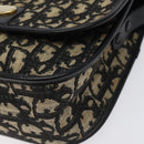 Christian Dior Trotter Canvas Shoulder Bag Black Gold Auth 126068-9