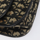 Christian Dior Trotter Canvas Shoulder Bag Black Gold Auth 126068-14