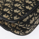 Christian Dior Trotter Canvas Shoulder Bag Black Gold Auth 126068-16