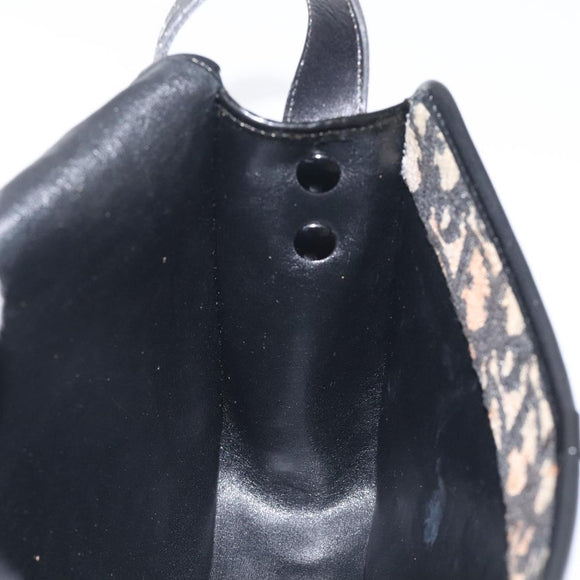 Christian Dior Trotter Canvas Shoulder Bag Black Gold Auth 126068