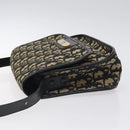 Christian Dior Trotter Canvas Shoulder Bag Black Gold Auth 126068-4