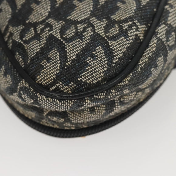 Christian Dior Trotter Canvas Saddle Pouch Navy Gold Auth 126069