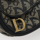 Christian Dior Trotter Canvas Saddle Pouch Navy Gold Auth 126069-8
