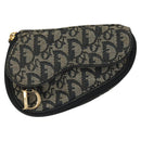Christian Dior Trotter Canvas Saddle Pouch Navy Gold Auth 126069-13