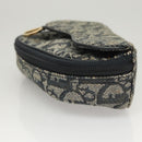 Christian Dior Trotter Canvas Saddle Pouch Navy Gold Auth 126069-4