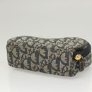 Christian Dior Trotter Canvas Saddle Pouch Navy Gold Auth 126069-5