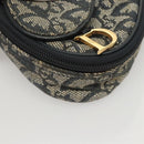 Christian Dior Trotter Canvas Saddle Pouch Navy Gold Auth 126069-7