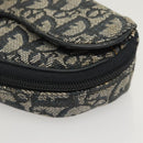 Christian Dior Trotter Canvas Saddle Pouch Navy Gold Auth 126069-14