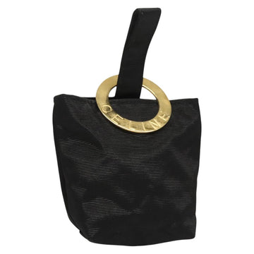 CELINE Circle Pouch Nylon Black Gold Auth 126070