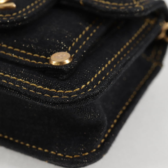 CHANEL Matelasse Chain Shoulder Bag Denim Navy Gold CC Auth 126072SM