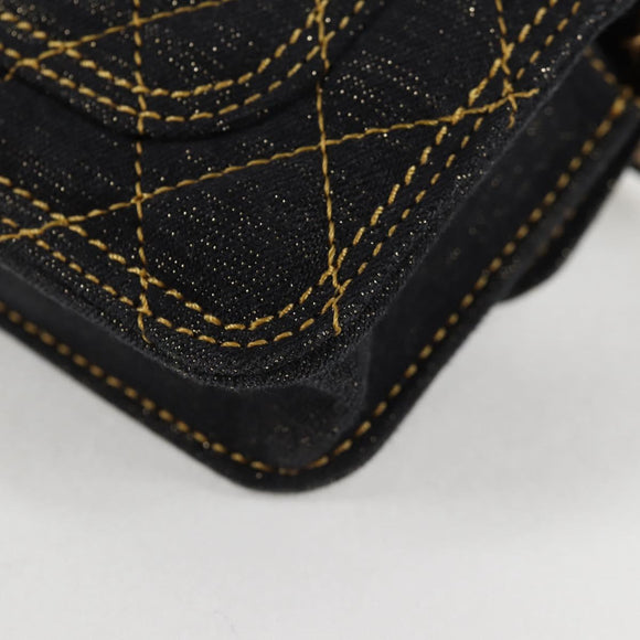 CHANEL Matelasse Chain Shoulder Bag Denim Navy Gold CC Auth 126072SM