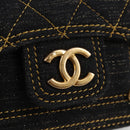 CHANEL Matelasse Chain Shoulder Bag Denim Navy Gold CC Auth 126072SM-14