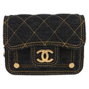 CHANEL Matelasse Chain Shoulder Bag Denim Navy Gold CC Auth 126072SM-2