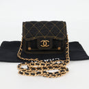 CHANEL Matelasse Chain Shoulder Bag Denim Navy Gold CC Auth 126072SM-22