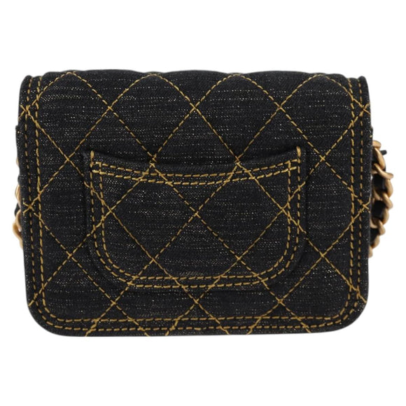 CHANEL Matelasse Chain Shoulder Bag Denim Navy Gold CC Auth 126072SM