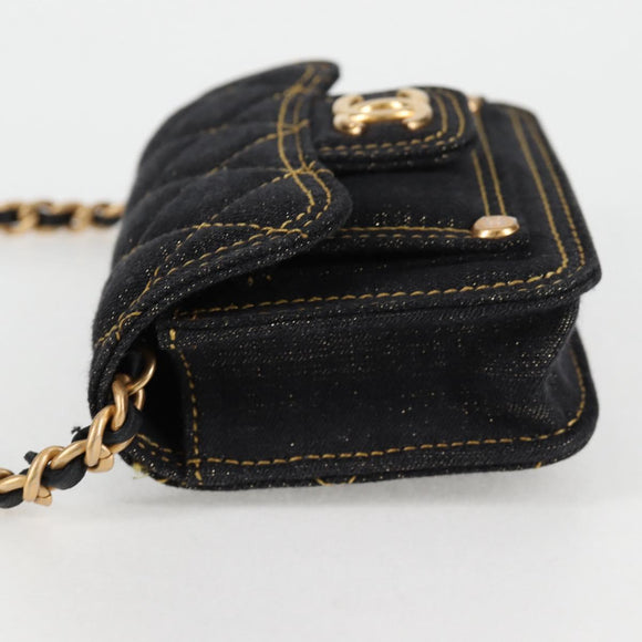 CHANEL Matelasse Chain Shoulder Bag Denim Navy Gold CC Auth 126072SM