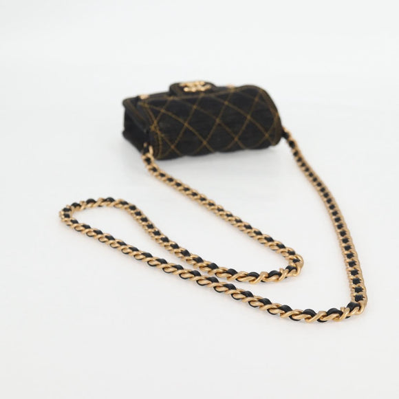 CHANEL Matelasse Chain Shoulder Bag Denim Navy Gold CC Auth 126072SM
