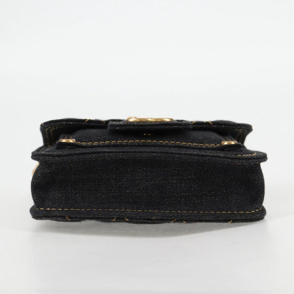 CHANEL Matelasse Chain Shoulder Bag Denim Navy Gold CC Auth 126072SM