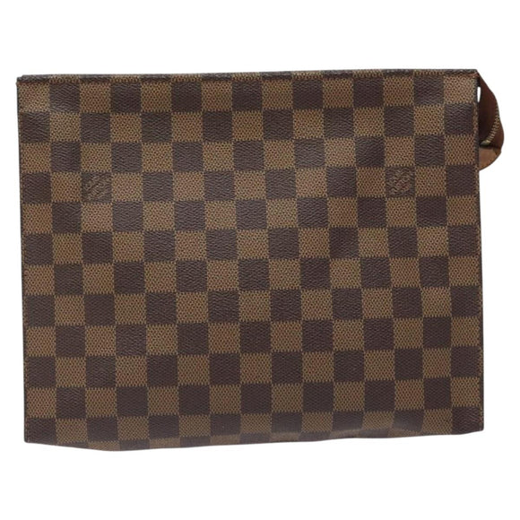 LOUIS VUITTON Damier Ebene Poche Toilette 26 Pouch N47543 LV Auth 126085