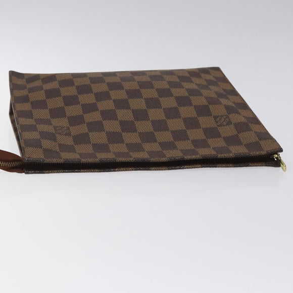 LOUIS VUITTON Damier Ebene Poche Toilette 26 Pouch N47543 LV Auth 126085