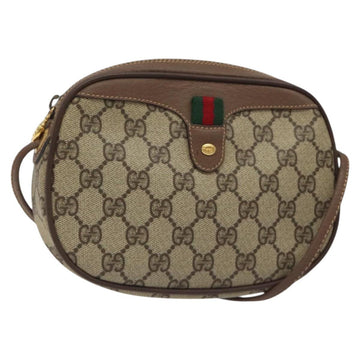 GUCCI GG Supreme Web Sherry Line Shoulder Bag PVC Beige 007 754 6112 Auth 126091