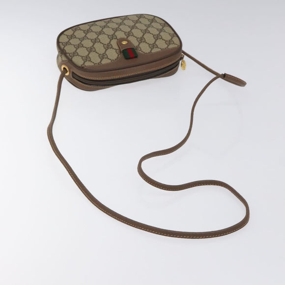 GUCCI GG Supreme Web Sherry Line Shoulder Bag PVC Beige 007 754 6112 Auth 126091