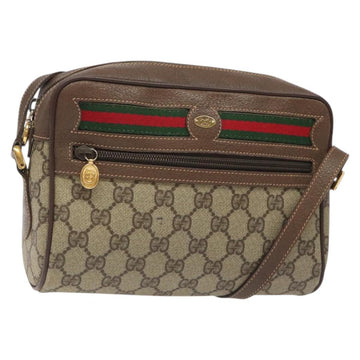 GUCCI GG Supreme Web Sherry Line Shoulder Bag PVC Beige Gold Auth 126092