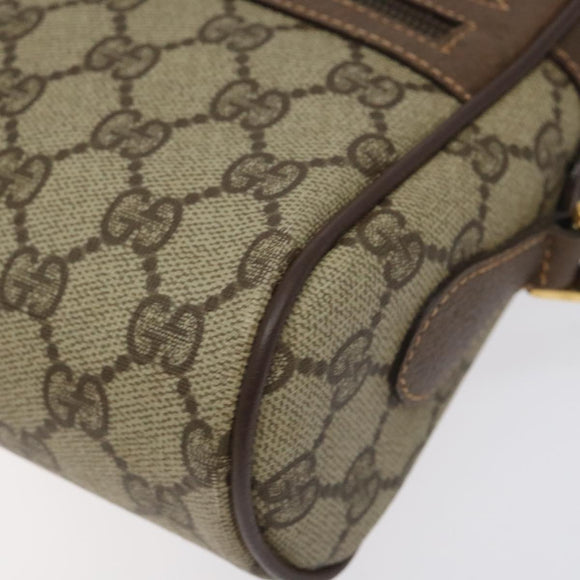 GUCCI GG Supreme Web Sherry Line Shoulder Bag PVC Beige Gold Auth 126092