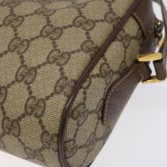 GUCCI GG Supreme Web Sherry Line Shoulder Bag PVC Beige Gold Auth 126092