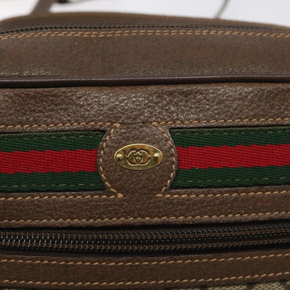 GUCCI GG Supreme Web Sherry Line Shoulder Bag PVC Beige Gold Auth 126092