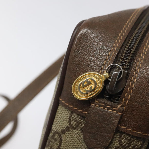 GUCCI GG Supreme Web Sherry Line Shoulder Bag PVC Beige Gold Auth 126092