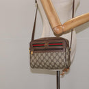 GUCCI GG Supreme Web Sherry Line Shoulder Bag PVC Beige Gold Auth 126092-22