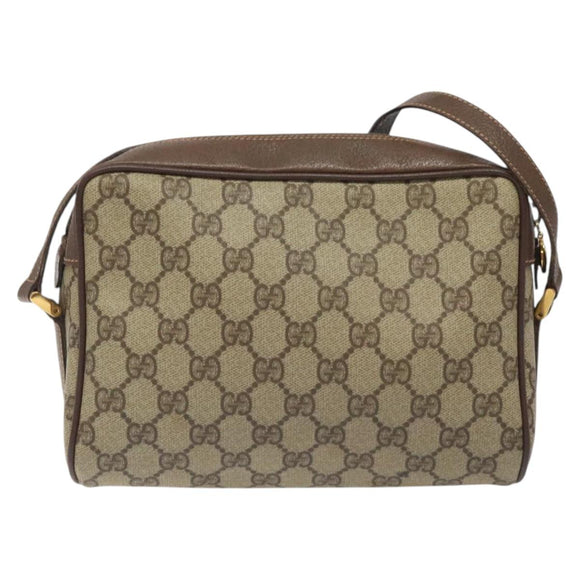 GUCCI GG Supreme Web Sherry Line Shoulder Bag PVC Beige Gold Auth 126092