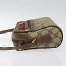 GUCCI GG Supreme Web Sherry Line Shoulder Bag PVC Beige Gold Auth 126092-4