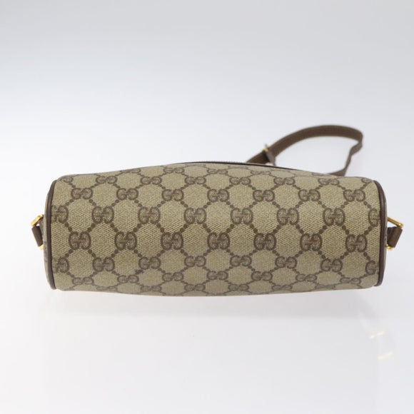 GUCCI GG Supreme Web Sherry Line Shoulder Bag PVC Beige Gold Auth 126092