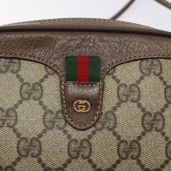 GUCCI GG Supreme Web Sherry Line Shoulder Bag PVC Beige 007 754 6112 Auth 126094
